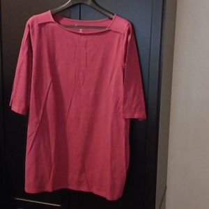 ROAMAN'S Women's Dark Pink Quarter Sleeve Size 1X